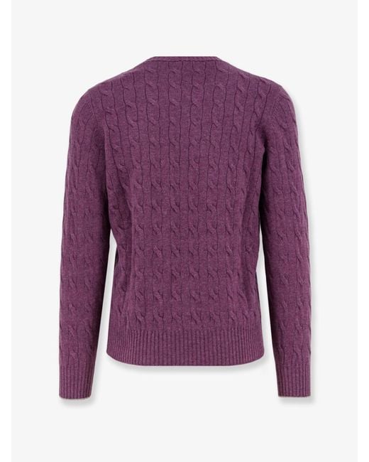 Brunello Cucinelli Purple Cable Knit Cashmere Sweater for men
