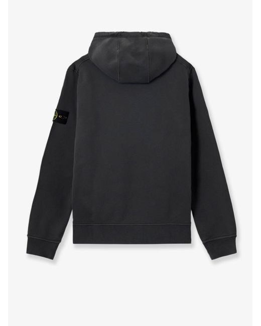 Stone Island Black Cotton Sweatshirt With Side Logo Patch for men