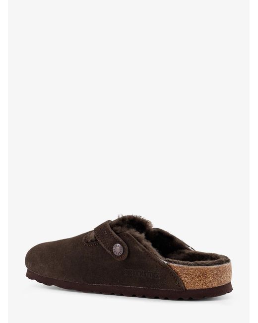 Birkenstock White Boston Vl/Shearling Suede Mule