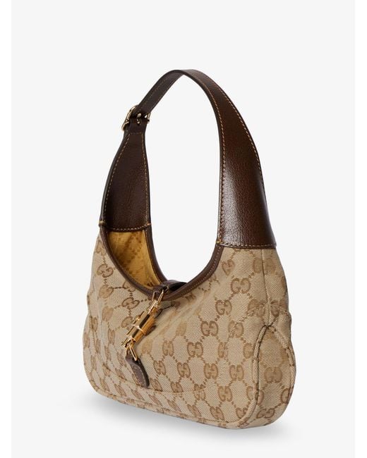 Gucci Brown Jackie Slim Gg Fabric And Leather Shoulder Bag