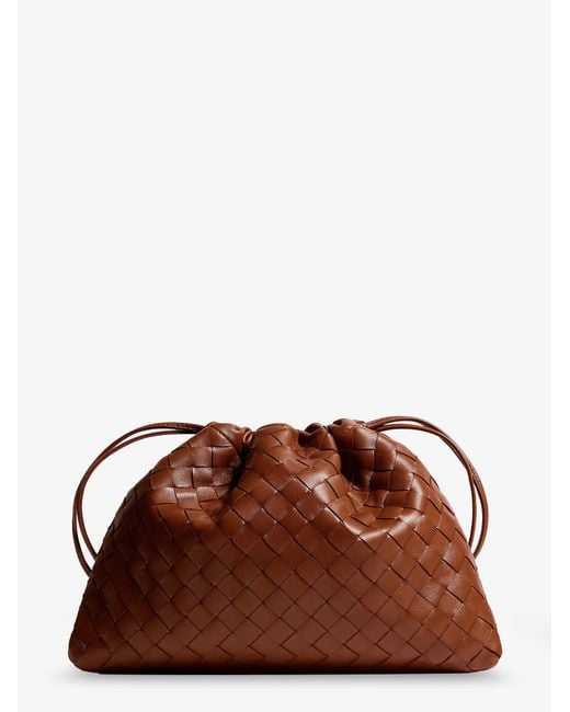 Bottega Veneta Brown Medium Dustbag Leather Clutch Bag With Intrecciato Effect