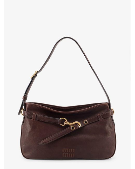 Miu Miu Brown Aventure Leather Shoulder Bag