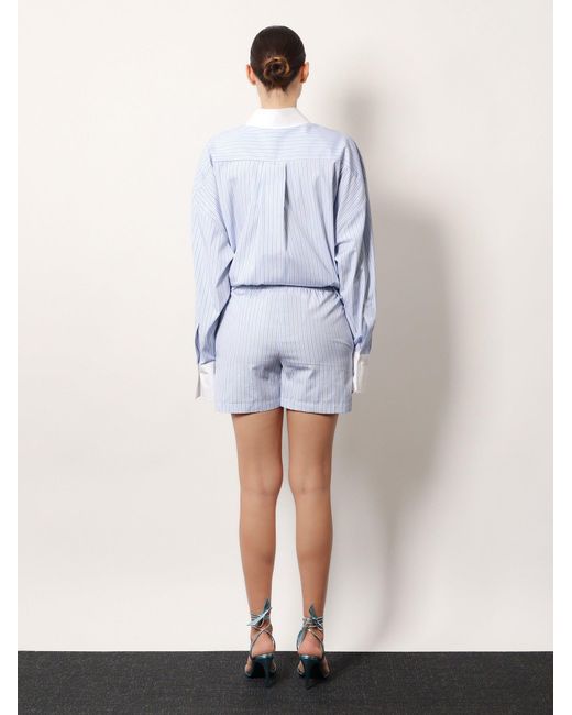 The Attico Gray Striped Cotton Shorts