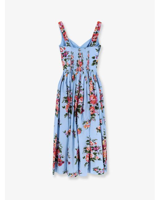 Dolce & Gabbana White Dolce & Gabbana Cotton Dress With Bouquet Flowers Print