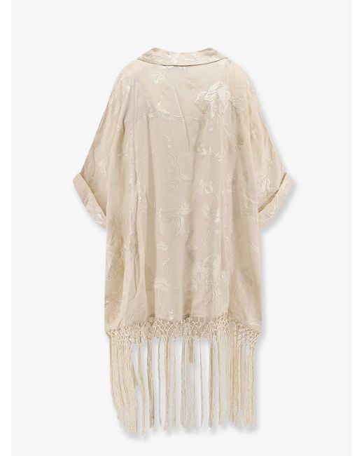 Mes Demoiselles Natural Franny Viscose Dress With Floral Pattern