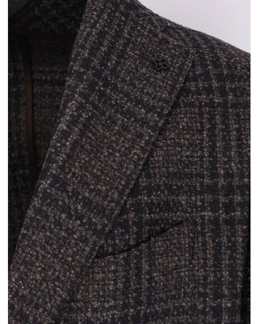 Tagliatore Black Single-Breasted Virgin Wool Blend Blazer for men