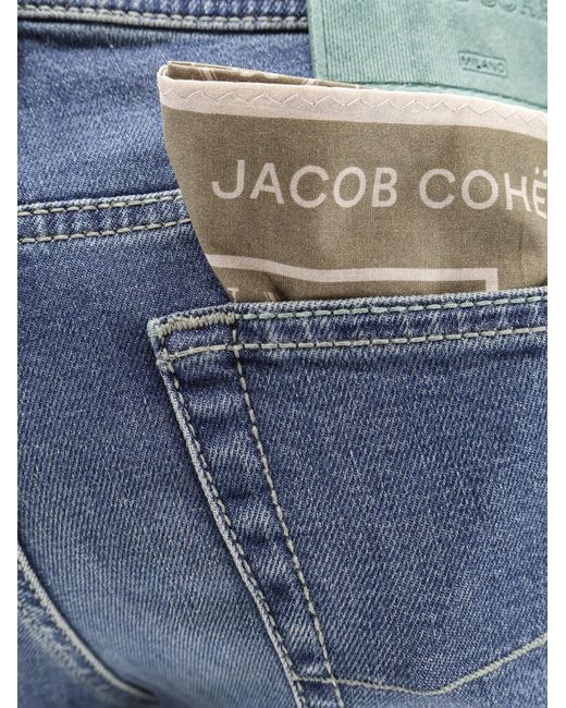 Jacob Cohen Blue Stretch Cotton Blend Jeans for men