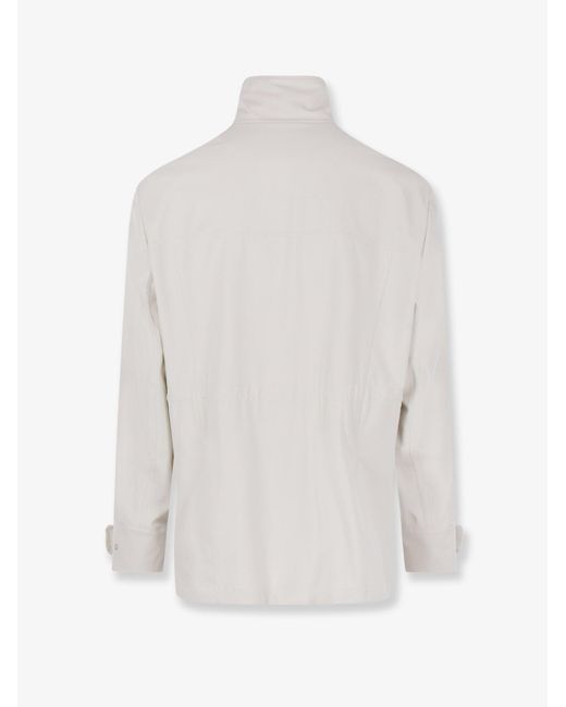 Brunello Cucinelli White Waterproof Sahariana for men