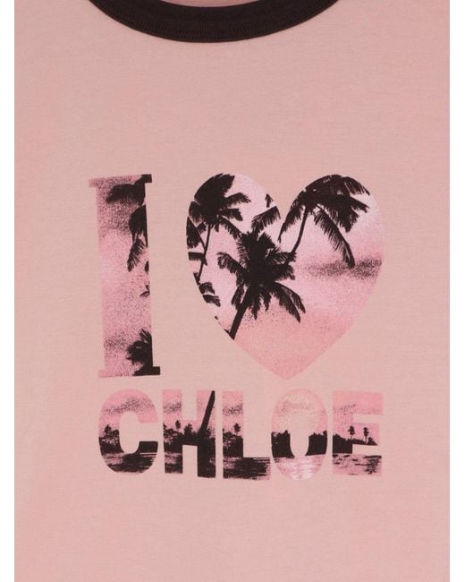 Chloé Pink Cotton T-Shirt With Print