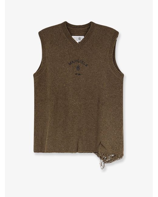 MM6 by Maison Margiela Green Wool Blend Vest With Used Effect for men