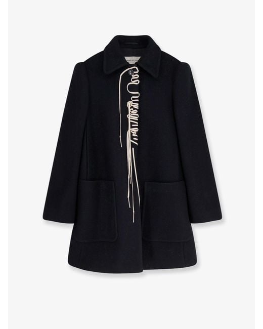 Dries Van Noten Blue Rebela Wool Blend Coat
