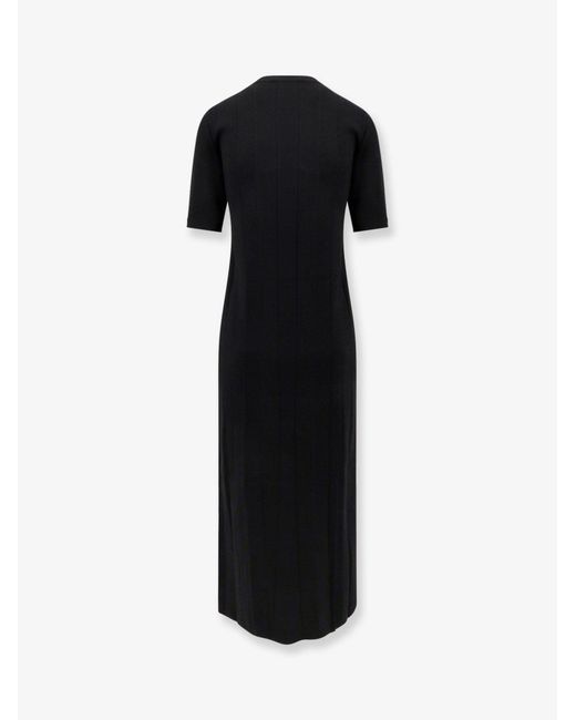 Max Mara Black Orafo Viscose Blend Midi Dress