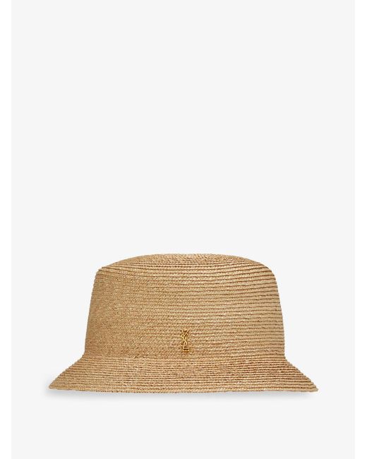 Saint Laurent Natural Raffia Fedora Hat for men