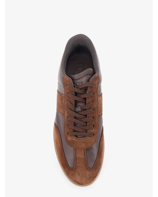 Tod's Brown Allacciata Cassetta Leather And Suede Sneakers for men