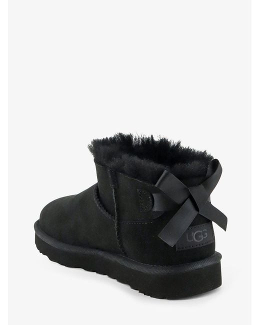 Ugg Black Ultra Mini Bailey Bow Suede Ankle Boot