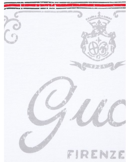 Gucci White Cotton T-Shirt With Firenze 1921 Print for men