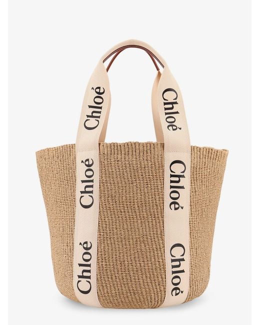 Chloé Natural Woody Raffia Shoulder Bag