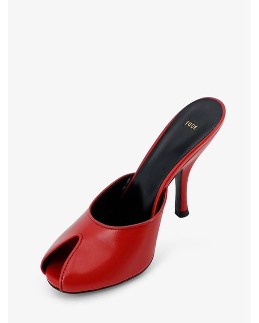 Jude Red Leather Date Mule Sandals
