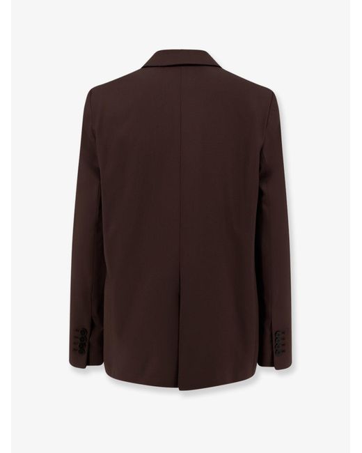 Alysi Brown Double-Breasted Stretch Virgin Wool Blazer