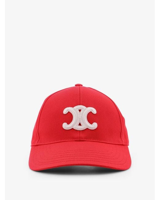 Céline Red Triomphe Baseball Cap