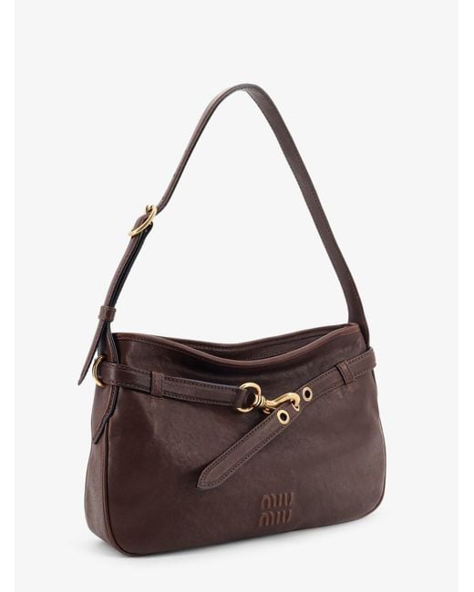 Miu Miu Brown Aventure Leather Shoulder Bag