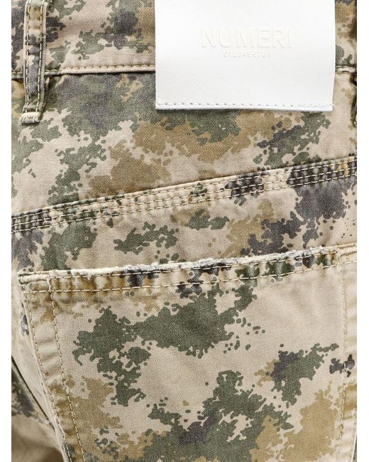 NUMERI 123456789 Green Cotton Jeans With Camouflage Pattern for men