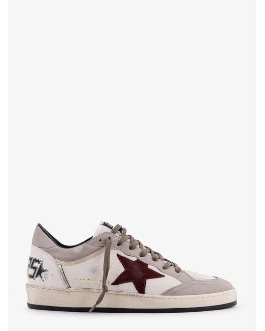 Golden Goose Deluxe Brand Gray Ballstar Leather Sneakers With Suede Inserts for men