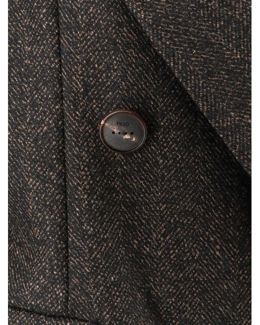 Hevò Black Martina Franca Wool Blend Coat