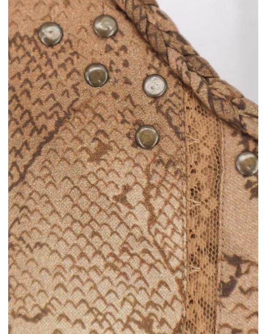 Mes Demoiselles Natural Long Viscose Dress With Snake Print