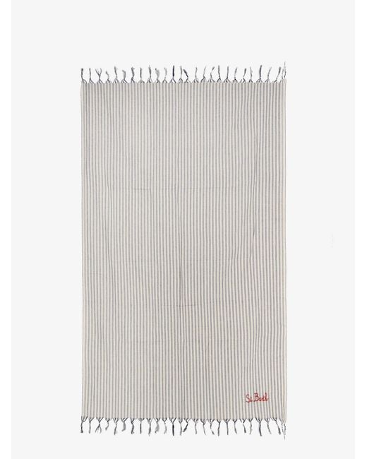 Mc2 Saint Barth White Striped Cotton Beach Towel for men