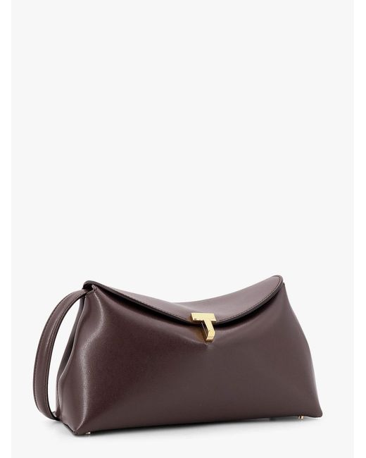 Totême Brown T-Lock Clutch Leather Crossbody Bag