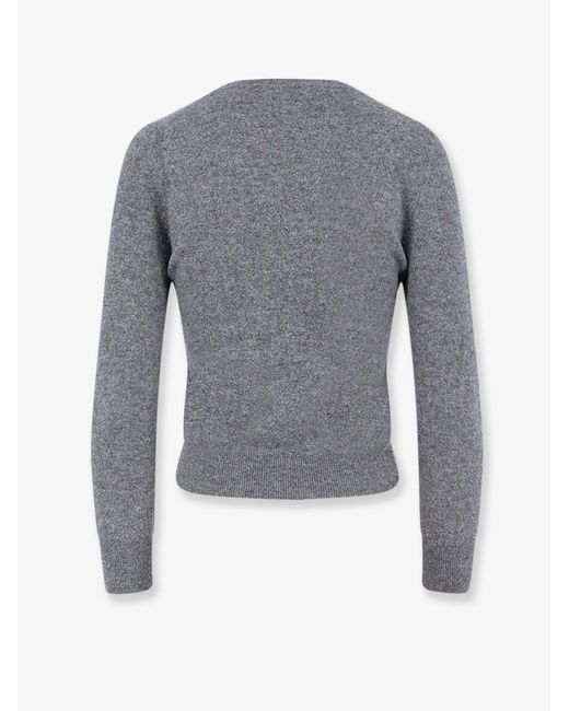 Miu Miu Blue Wool Sweater With Logo Inlay