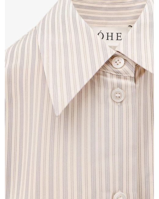 Rohe White Silk Striped Shirt