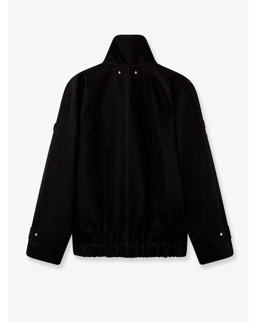Golden Goose Deluxe Brand Black Denim Jacket With Floral Details