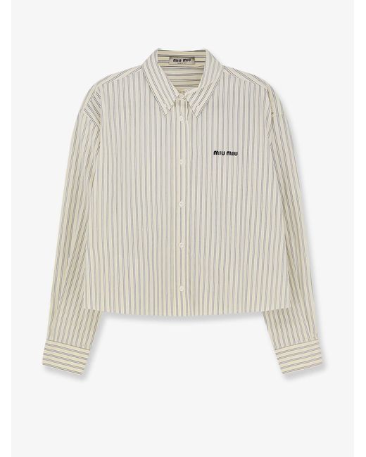 Miu Miu White Striped Cotton Shirt