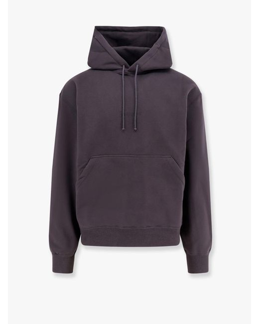 Saint Laurent Blue Organic Cotton Sweatshirt With Frontal Logo Embroidery for men