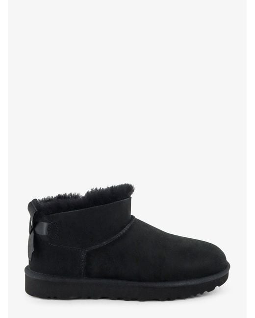 Ugg Black Ultra Mini Bailey Bow Suede Ankle Boot