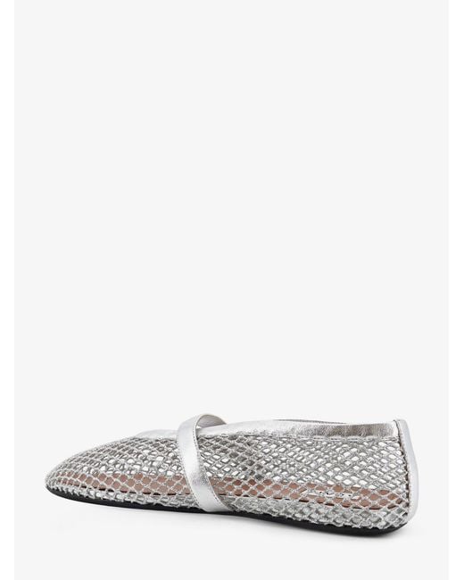 Alaïa White Ballet Flats Glitter Mesh And Leather Ballerinas