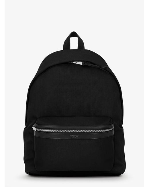 Saint Laurent Black Nylon And Leather City Backpack for men