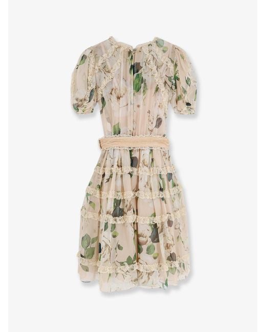 Dolce & Gabbana Natural Dolce & Gabbana Silk And Viscose Dress With Iconic Print