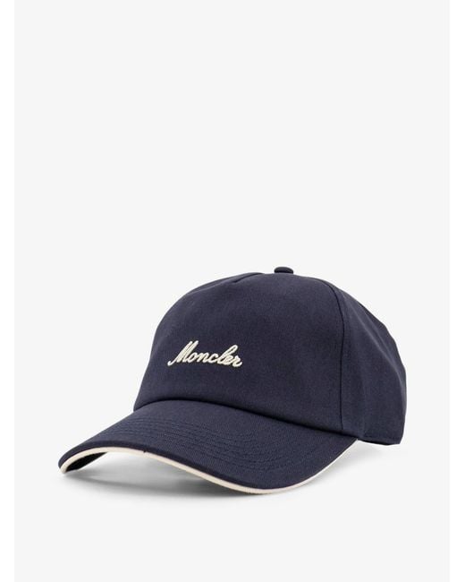 Moncler Blue Cotton Baseball Hat for men