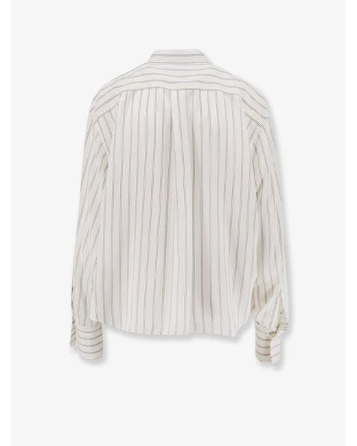 Brunello Cucinelli White Striped Silk Shirt