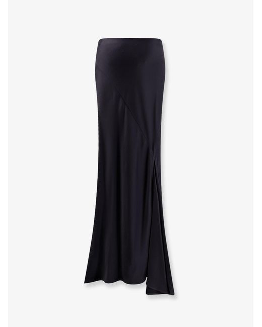 Semicouture Blue Elvira Satin Long Skirt