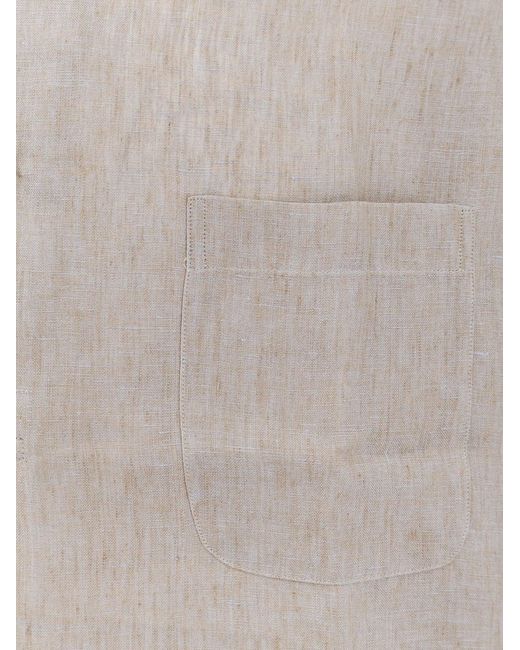 Lardini Gray Pailan Linen Shirt for men