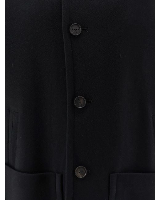 Hevò Black Savelletri Virgin Wool Blend Coat for men