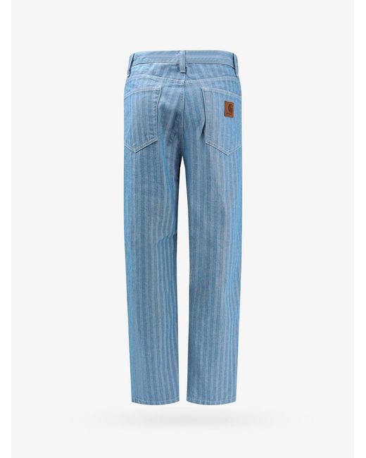 Carhartt Blue Cotton Jeans With Striped Motif for men