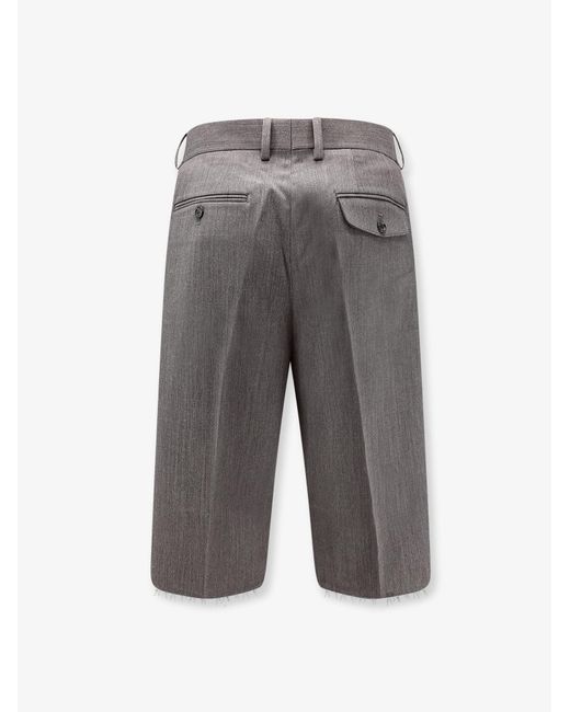 TONYWACK Gray Wool Blend Bermuda Shorts With Frontal Princes for men