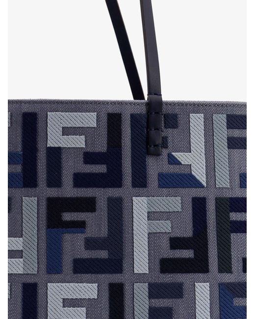 Fendi Blue Bags Tessuto Jacquard Ff