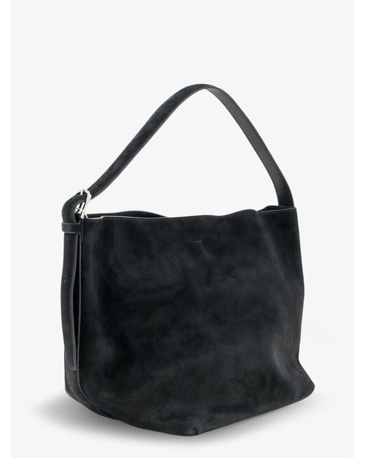 Totême Black Medium Belted Suede Shoulder Bag