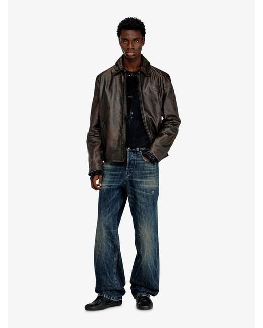 DIESEL Black L-Amar-Wrd Leather Jacket for men